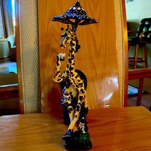 Blue Sky Ceramic Giraffe sipping Tea